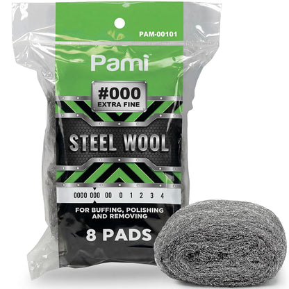 PAMI Extra Coarse #4 Stainless Steel Fiber Sponge Scrubbers Pack of 8 Steel Wool Pads Metal Sponges for Tough Cleaning Kitchen Bathroom