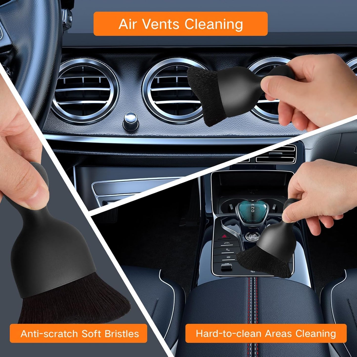 Qydipclin 11pcs Windshield Cleaner Tool, Car Window Cleaning Wash Kit with 6 Reusable Microfiber Pads 2 Spray Bottles and Extendable Handles Auto Glass Wiper Kit, Blue