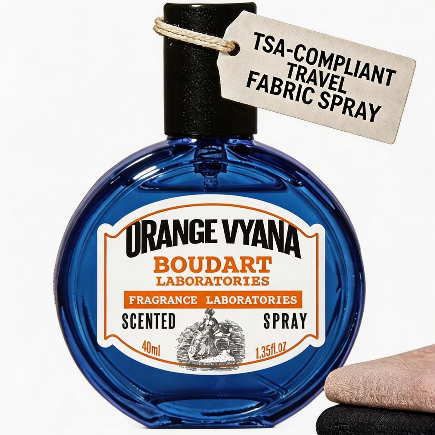 Travel Fabric Refresher Spray – Odor Eliminator & Wrinkle Release, TSA Approved 40ml for Gym Hotel Office Clothes Sofa Curtains, Apple Tree Scent – Boudart Labs