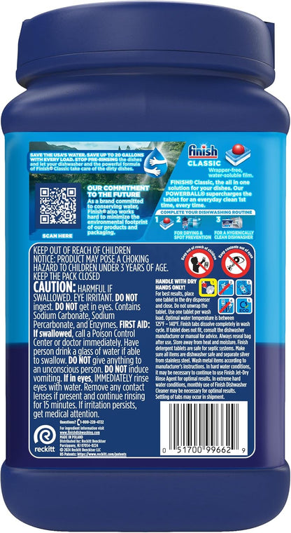 Finish Classic Dishwasher Pods, No Pre-Rinse Dishwasher Detergent Soap For Clean & Shine everyday with grease fighting Power, 84 count