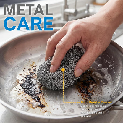PAMI Heavy Duty Stainless Steel Sponge Scrubber Non-Scratch Metal Sponges Kitchen Metal Scratch Pads for Pots Pans Pack of 4