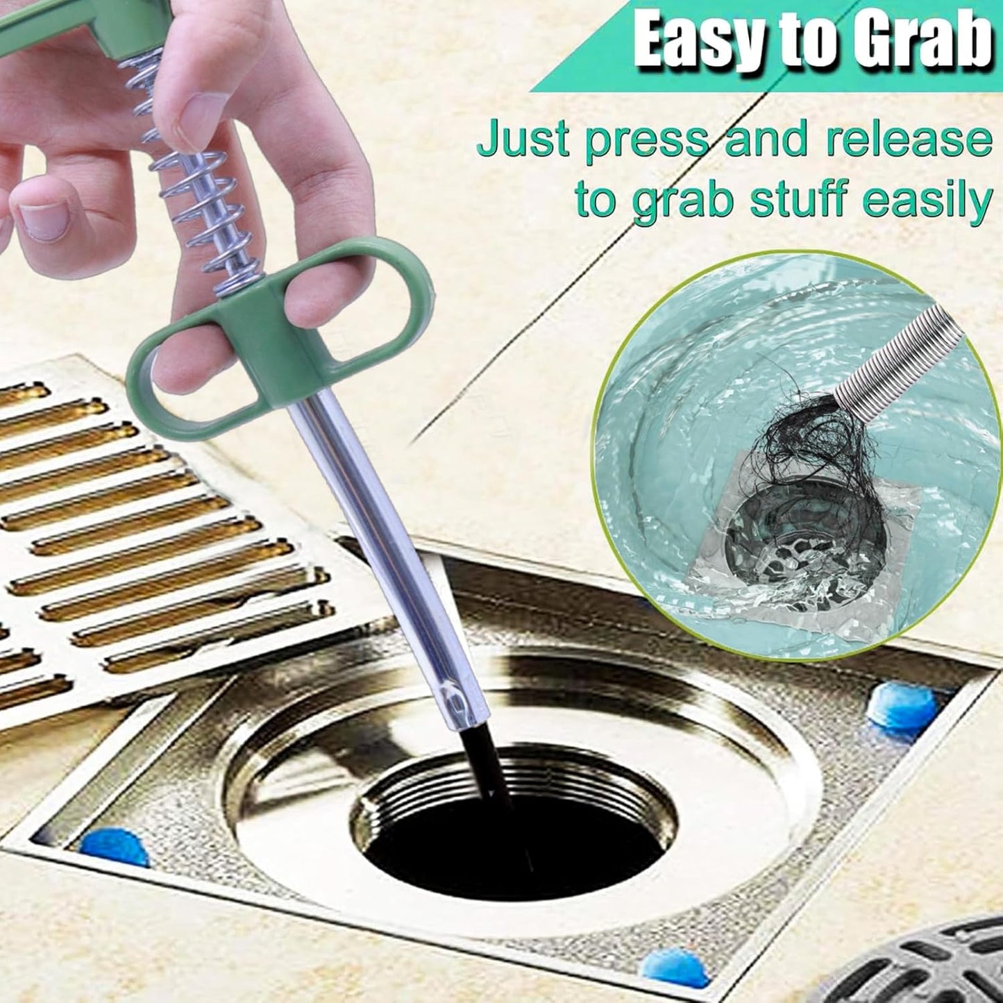 76 inch Drain Snake,Drain Clog Remover - Flexible Grabber Claw Pick Up Reacher Tool for Home Sink, Bathroom Tub,Drain, Toilet, Tight Spaces