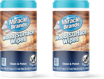 MiracleWipes for Wood Surfaces, Remove Dirt and Grime Buildup, Clean, Protect, and Polish Cabinets, Furniture, and Wood Floors, Great for Kitchen and Bathroom Cleaning Support - 30 Count