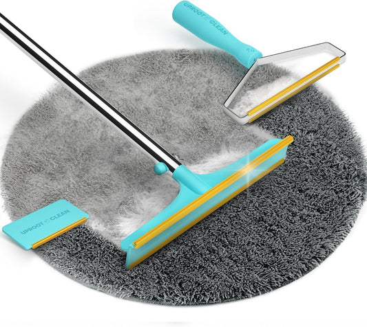 Uproot Cleaner Pro Pet Hair Remover Bundle - Including Xtra Carpet Rake for Pet Hair Removal Tool - Scrape Easy the Cat & Dog Fur from Your Carpet, Rugs, Cat Bed, Car Trunk & More