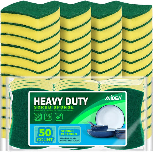 AIDEA Sponges Kitchen, XL Heavy Duty Dish Sponge, Cleaning Dish Scrubber Sponge for Home and Kitchen, Extra Large Cleaning Supplies for Pots, Pans, 24 Pack
