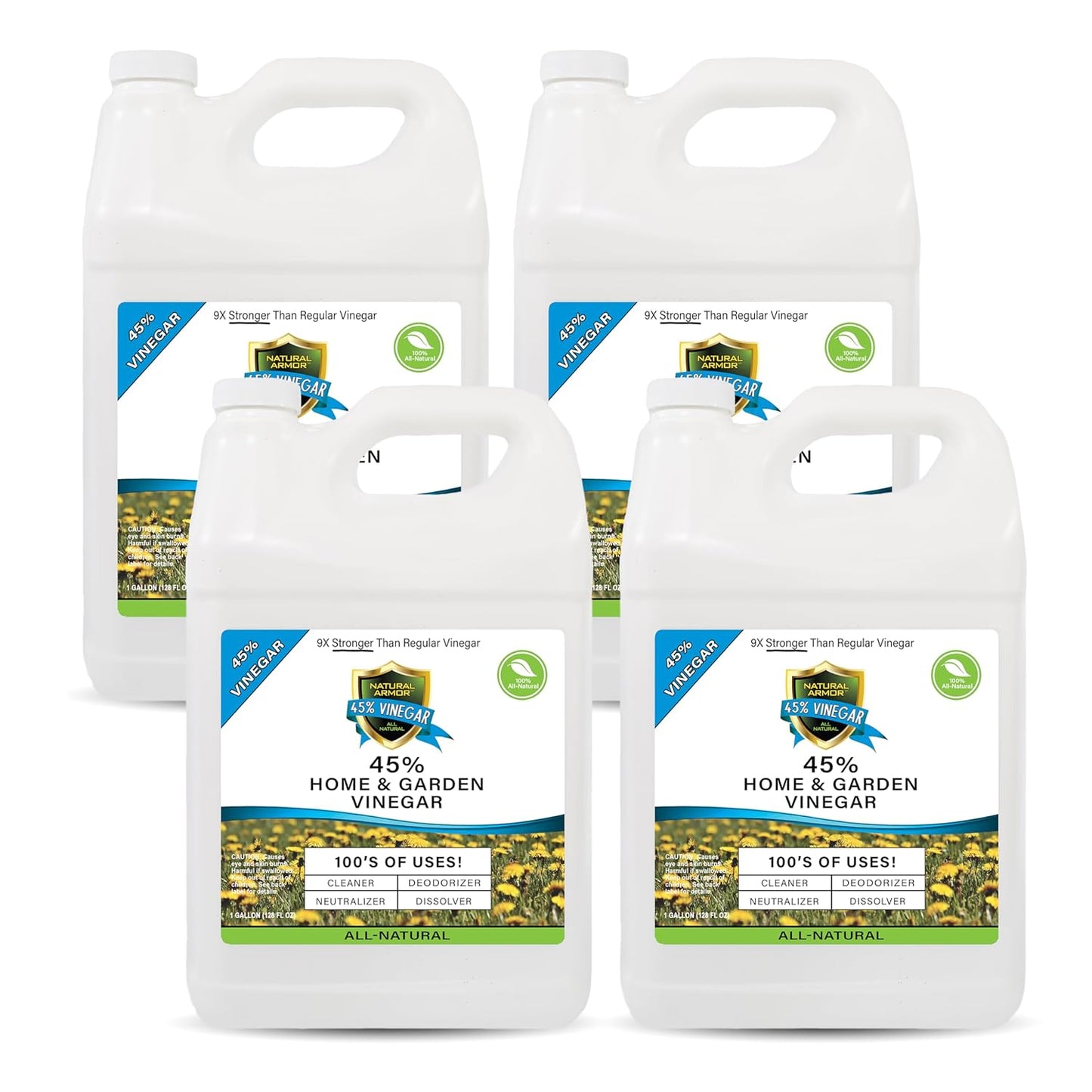 Natural Armor 45% Vinegar Industrial Strength Concentrate - Extra Strength - 9X Stronger Than Regular Vinegar (128 Oz Gallon)