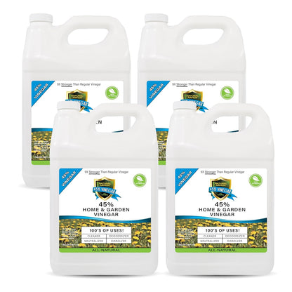 Natural Armor 45% Vinegar Industrial Strength Concentrate - Extra Strength - 9X Stronger Than Regular Vinegar (128 Oz Gallon)