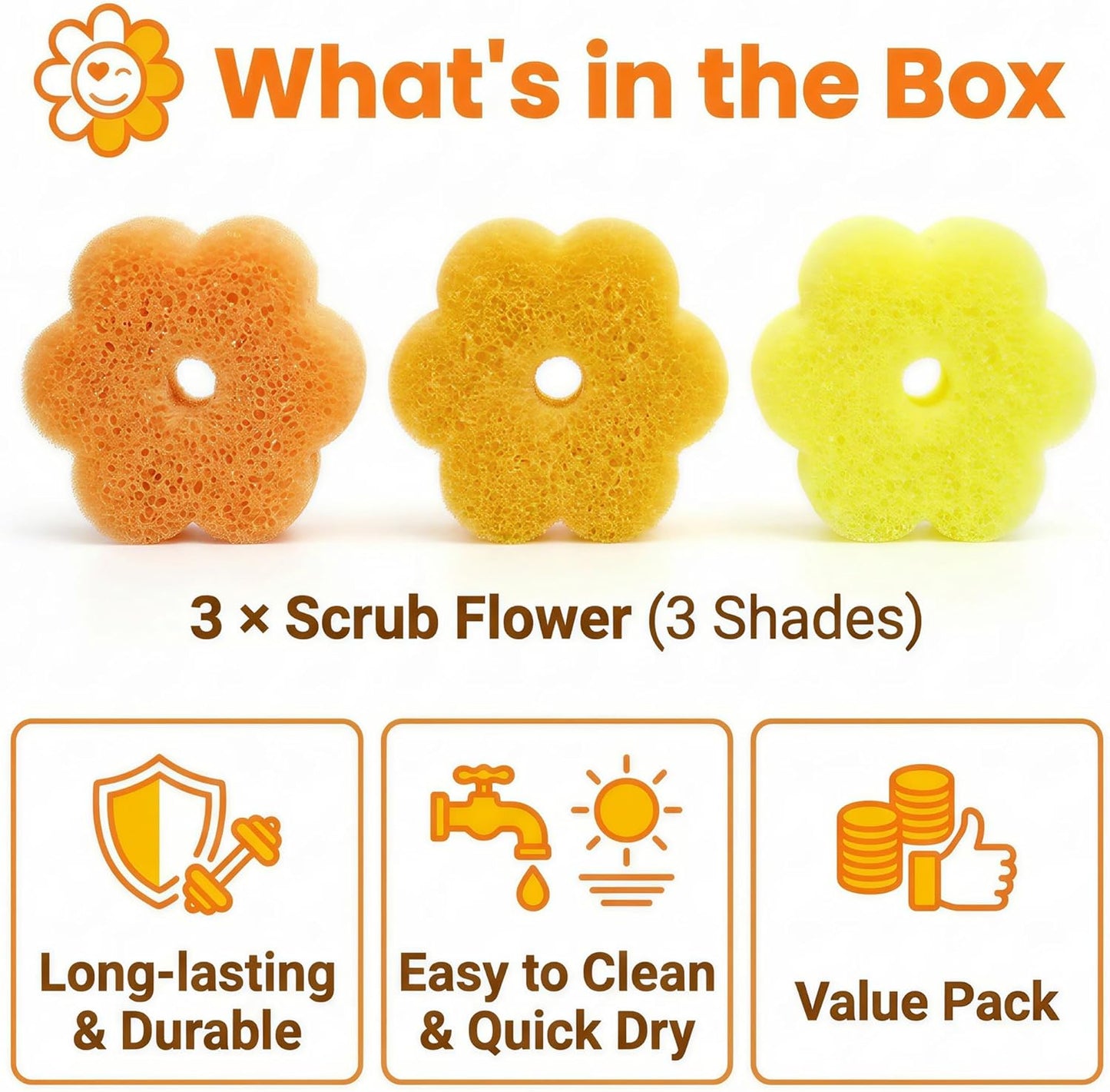Scrub Flower Temperature Sensitive Sponges -Non-Scratch Scrubbers for Kitchen & Home - Firm in Cold & Soft in Warm Water - Odor Resistant Color-Coded Dish Sponges (Lavender Mist, 3 Count)
