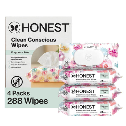 The Honest Company Hypoallergenic Multi-Use Baby Wipes for Sensitive Baby Skin, Rose Blossom, 60 Count