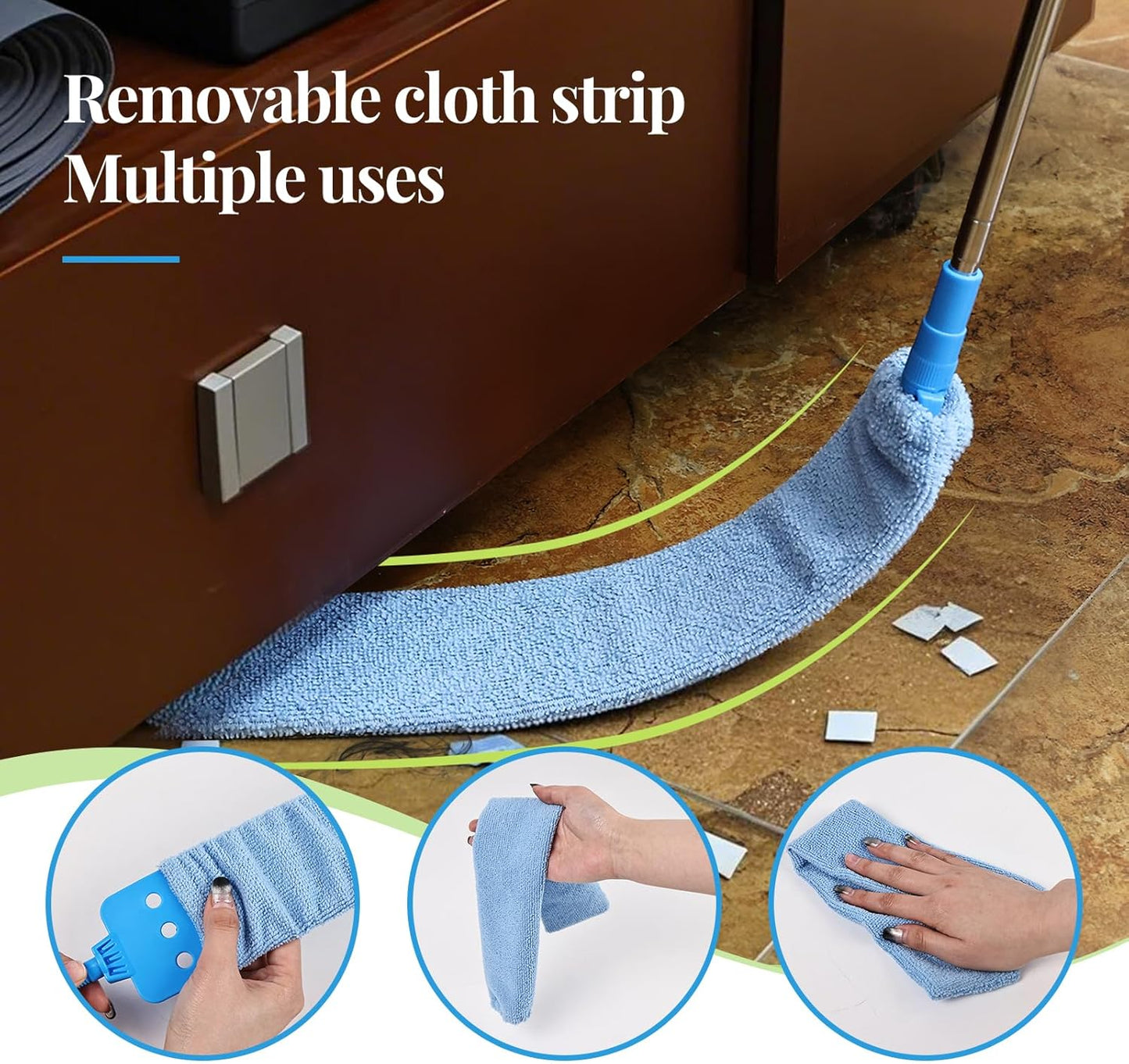 Rainbow Extendable Static Duster Reusable Microfiber Duster with 100" Telescoping Pole, Beandable and Washable Dusters Head for Cleaning Ceiling, Fan, Furniture