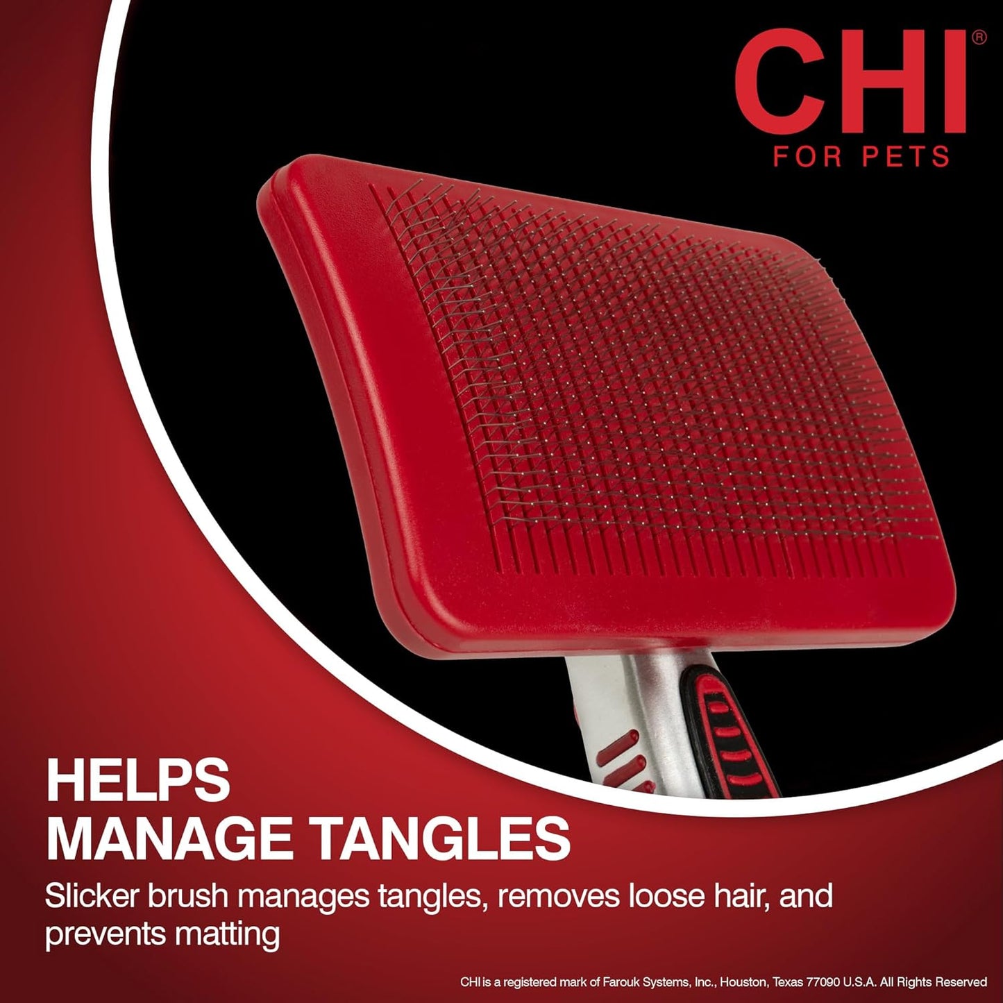 CHI for Dogs Rubber Fur Accumulator Brush, Dog Grooming Tool for Removing Loose Hair and Lint from Coats Furniture Clothing and Car Seats, Flexible Rubber Bristles, Easy Clean Grooming Brush