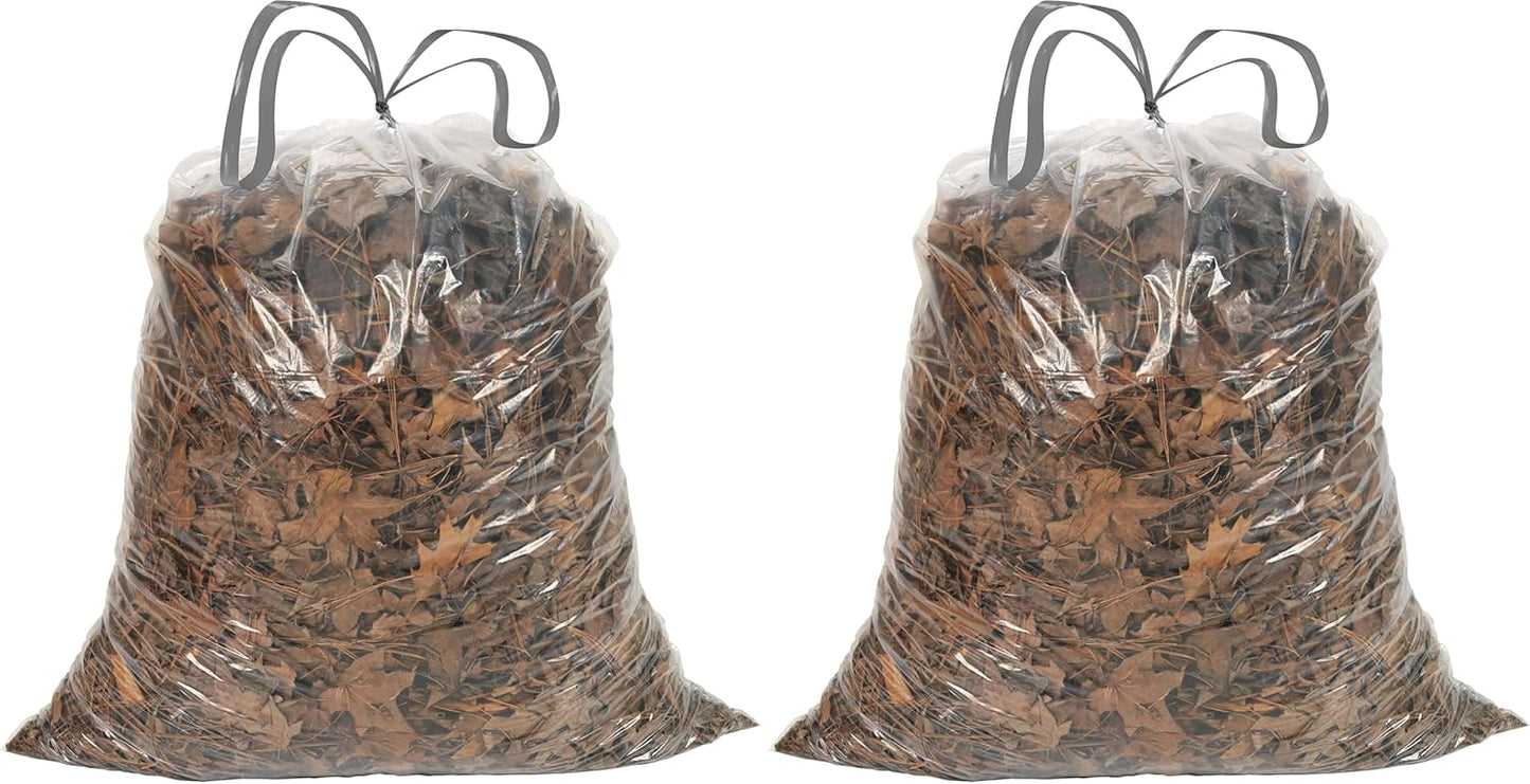 Ultrasac 39 Gallon 1.0 MIL Clear Drawstring Trash Bags - 33" x 40" - Pack of 70 - For Lawn & Leaf