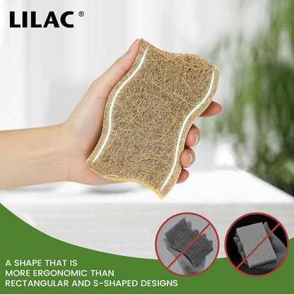 LILAC 12 Pack Natural Cellulose Sponges for Dishes - Non-Scratch Kitchen Scrub Sponges - 100% Biodegradable & Eco-Friendly Cleaning Sponges for Non-Stick Cookware, Bathroom & Household