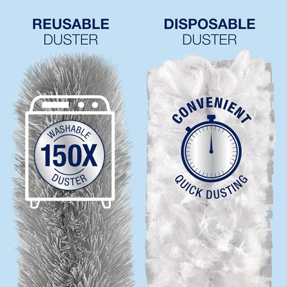 Bona High Performance Dusting System - 1 Extendable Handle, 3 Disposable Dusters, 1 Reusable Duster, & 1 Storage Bag - Extendable Dusting Kit