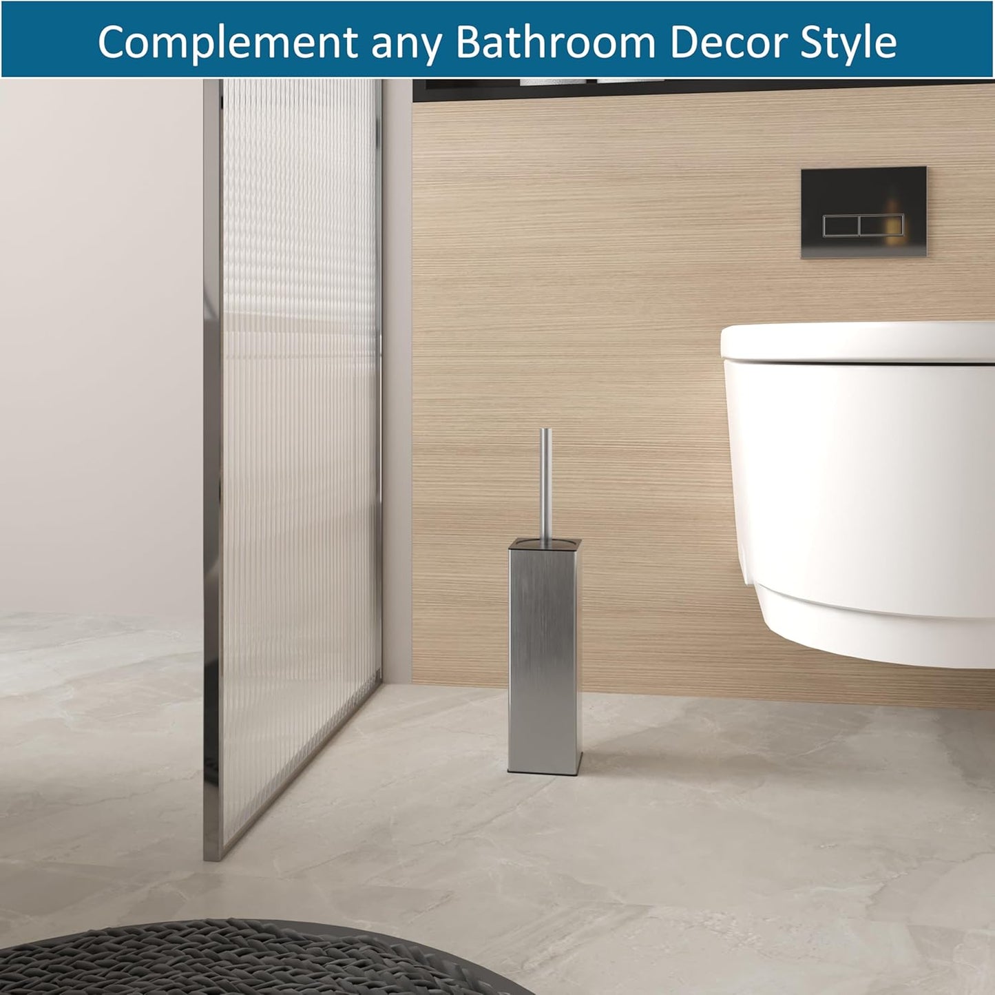 BVL Toilet Brush and Hoder Set Brushed Gold Freestanding for Bathroom