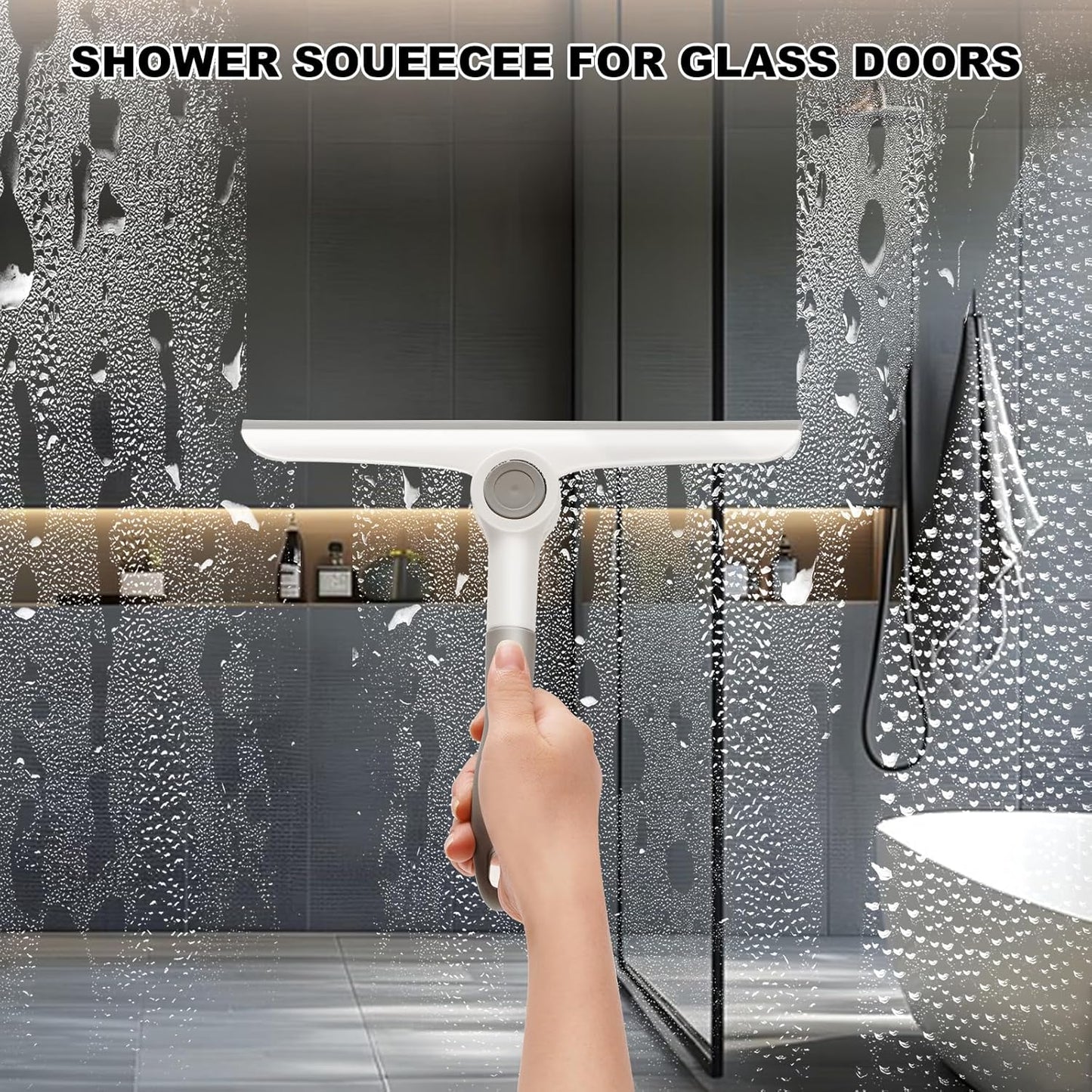 Window Squeegee for Glass Doors，All-Purpose 9.7” Window Cleaning Squeegee, Handheld for Windows, Car Windshields & More，Grey (9.7" Window Squeegee)