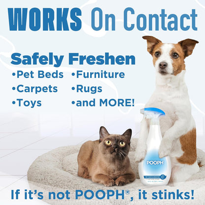 POOPH Pet Odor Eliminator Spray for Dogs & Cats — Urine, Poop & Pee Odor Remover for Carpet, Furniture, Hard Floors & Litter Box — Pet Stain & Smell Eliminator for Home, Unscented, 32 oz