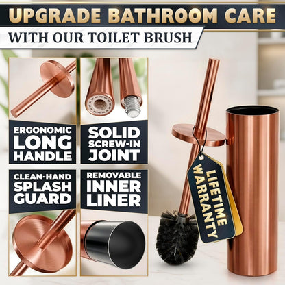 Stylish Stainless Steel Toilet Brush and Holder Set - Silver Toilet Bowl Brush and Holder with Splash Cover, Sturdy Bristles, Corrosion & Scratch Resistant - Elegant Design, Effective Deep Cleaning