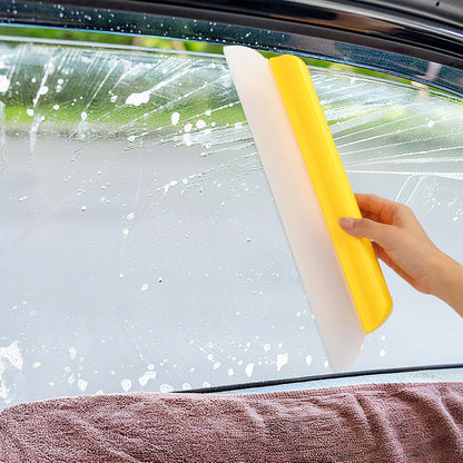4 Pack 14 inch Car Drying Squeegee Longer Silicone Automotive Water Wiper Flexible Auto T-Bar Rubber Blade for Car Windshield Glass Window Bathroom Shower Squeegees Wash Tool (Yellow)