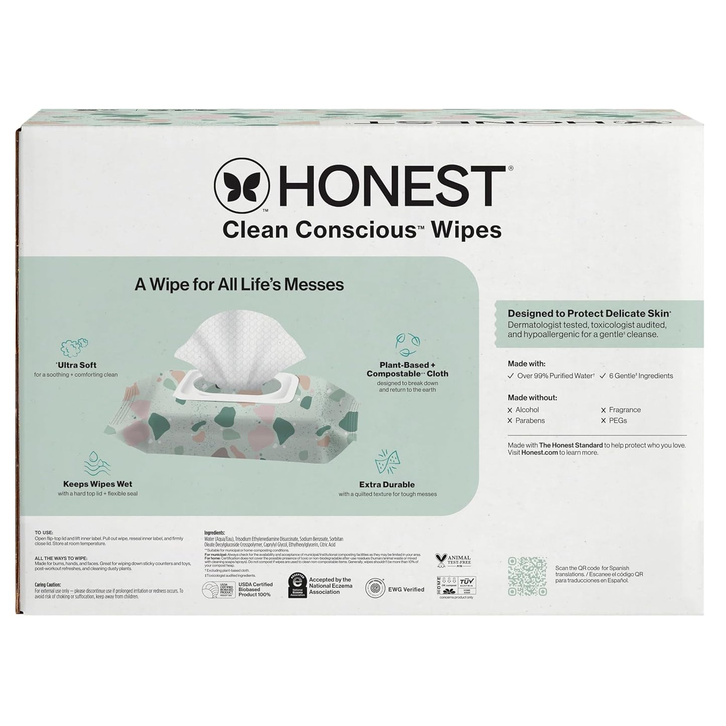 The Honest Company Hypoallergenic Multi-Use Baby Wipes for Sensitive Baby Skin, Rose Blossom, 60 Count
