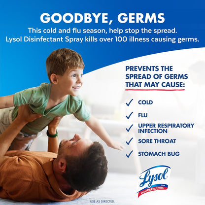 Lysol Disinfectant Spray, Household Essential Cleaning Supplies, Multi-Purpose Room Spray, Antibacterial Sanitizer Spray, Upholstery Deodorizer, Home and Bathroom, Crisp Linen,19 Fl Oz