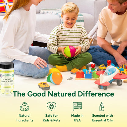Good Natured Brand | Carpet Deodorizer & Freshener Powder | 31 oz Pet Odor Eliminator for Strong Odor & Pet Urine | Fresh Natural Lemon Scent | Safe for Homes with Pets