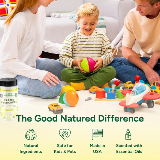 Good Natured Brand | Carpet Deodorizer & Freshener Powder | 31 oz Pet Odor Eliminator for Strong Odor & Pet Urine | Fresh Natural Lemon Scent | Safe for Homes with Pets