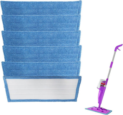 6 Pack Mop Pads Compatible with Rejuvenate Click N Clean Spray Mop Reusable Microfiber Pads Replacement for Rejuvenate Microfiber Mop Washable Mop Refill for Floor Cleaning Without Handle
