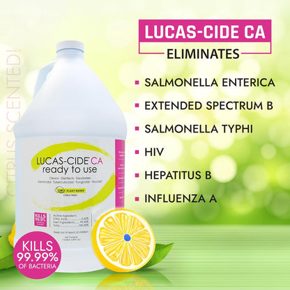 LUCAS-CIDE Ready To Use All Purpose Cleaner - Home Essentials Cleaning Supplies For Everyday Hygiene - Fresh Citrus Scented Disinfecting Spray Bathroom Cleaner, Glass Cleaner, Floor Cleaner, etc.