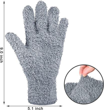 Bencailor 4 Pairs Microfiber Dusting Gloves Washable Reusable Cleaning Gloves Mittens for Plants House Cleaning Car Blinds
