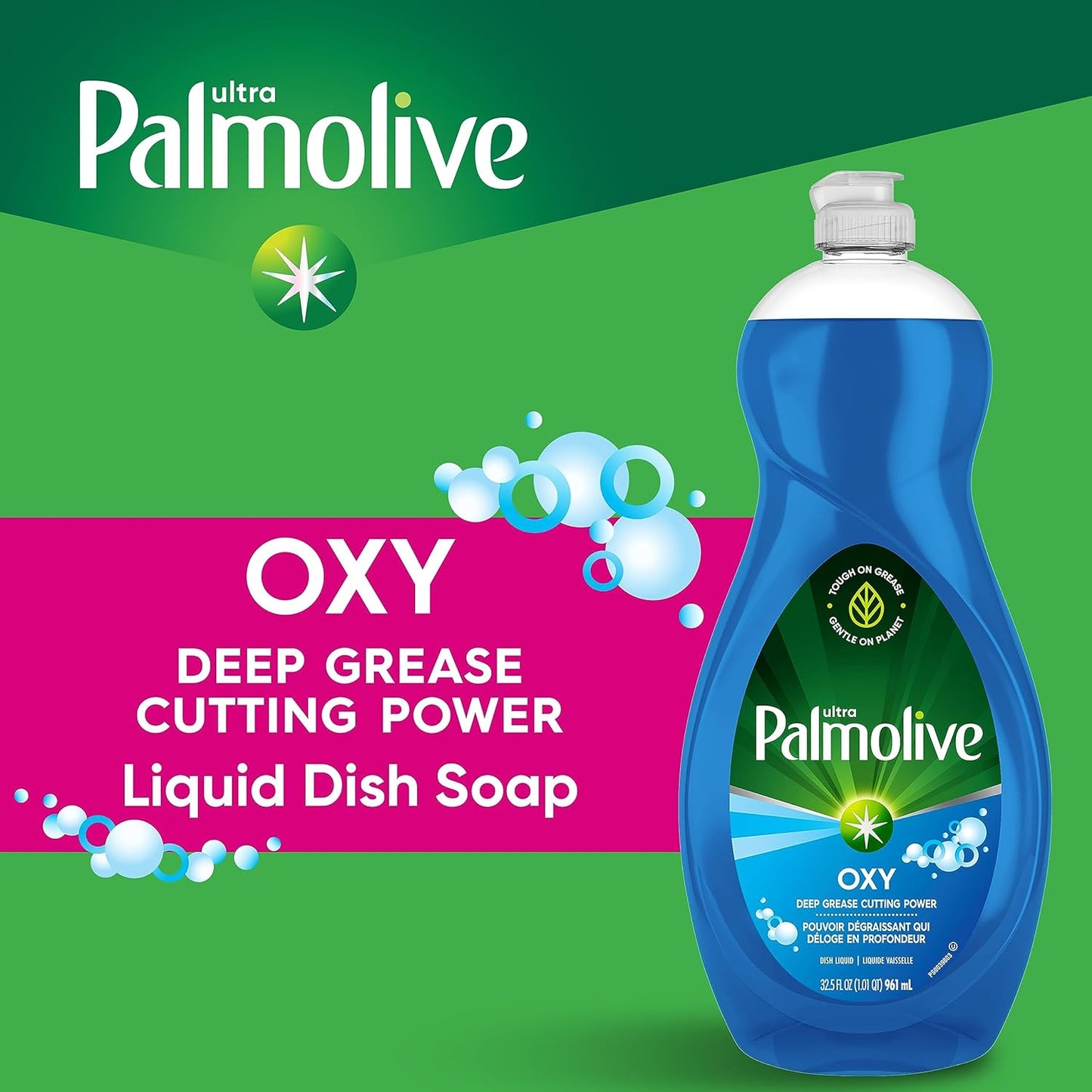 Palmolive Ultra Dishwashing Liquid Dish Soap, Oxy Power Degreaser - 32.5 Fl Oz (Pack of 4)