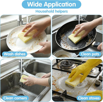 8PCS Cellulose Sponges, Colorful Non Scratch Sponges for Cleaning Dishes, Household Scrubbing Sponge Bulk, Compressed Natural Sponge for Kitchen Bathroom Sink(4 Colors)