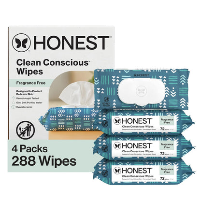 The Honest Company Hypoallergenic Multi-Use Baby Wipes for Sensitive Baby Skin, Rose Blossom, 60 Count