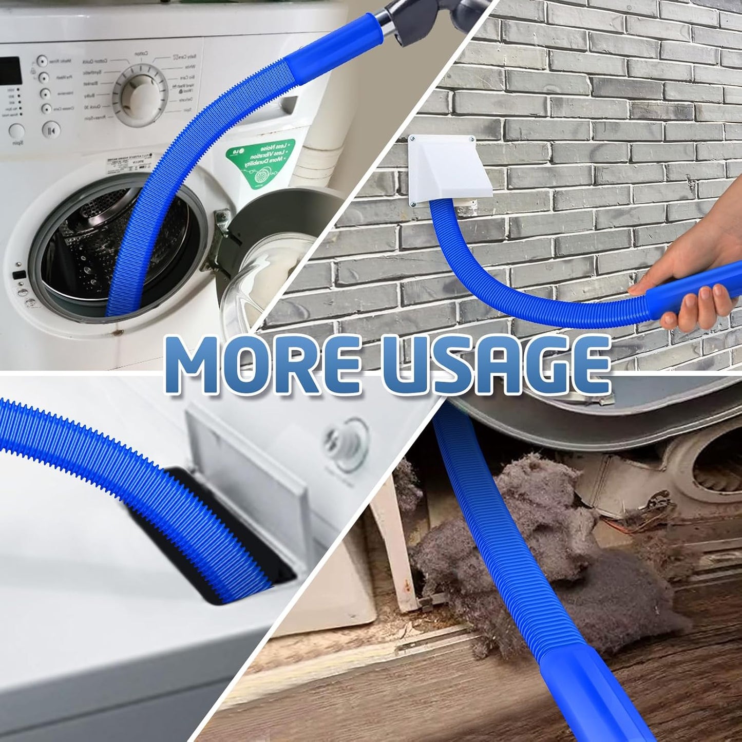 PetOde 2 Pieces Dryer Vent Cleaner Kit Compatible with Most Vacuum Cleaner, Dryer Lint Brush and Vacuum Hose Attachment with Universal Connector, Quickly Lint Remover