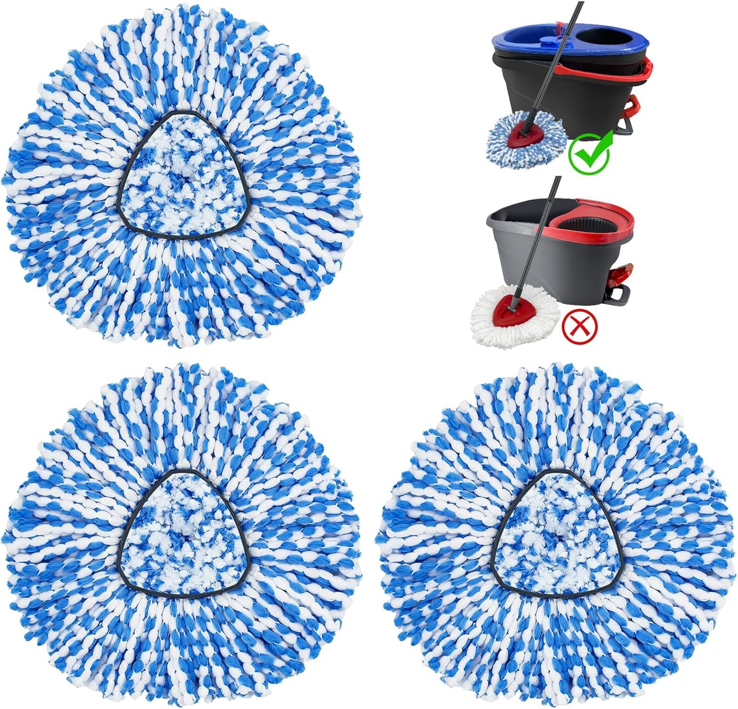 Mop Head Replacement Compatiable with Ocedar RinseClean 2-Tank System, Mircofiber Mop Heads Refill and Scrub Brush for O Cedar Rinseclean Spin Mop, 6 Pack Mop Refills & 2 Scrub Head for Floor Cleaning
