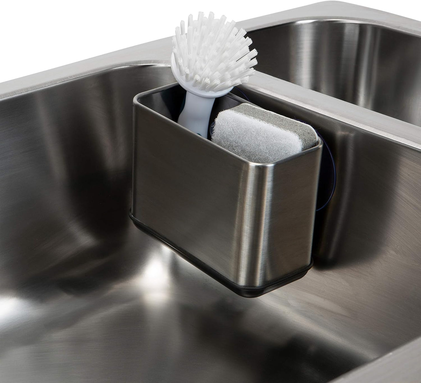 Kitchen Details Cup Sponge Holder/Basket, Space-Saving, Perfect for Kitchen or Bathroom, Sleek, in Stainless Steel Suction Sink Caddy (4192-SS)