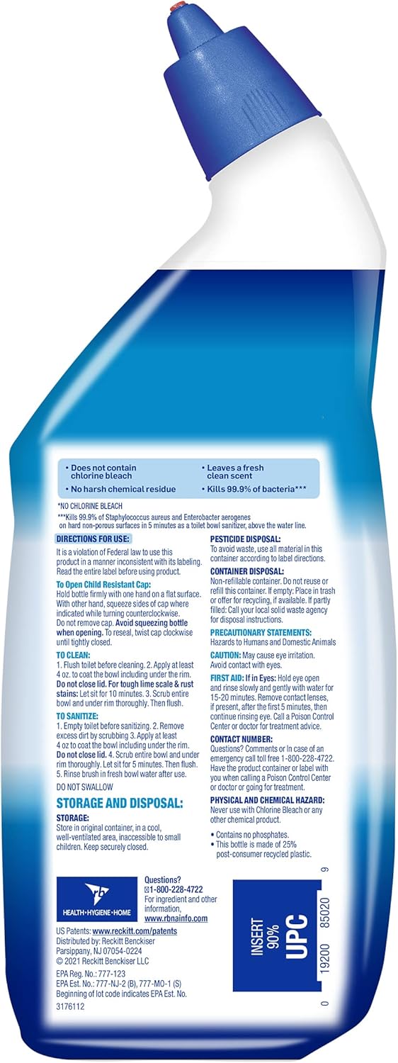 Lysol Toilet Bowl Cleaner Gel, For Cleaning and Disinfecting, Stain Removal, Forest Rain Scent, 24oz (Pack of 2)