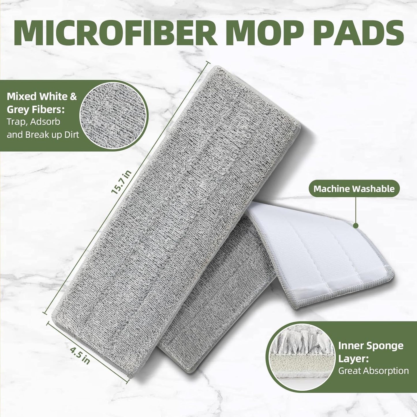 Mop and Bucket Set: 360° Flat Squeeze Mop with Long Handle & Wringer Bucket, 6 Washable Microfiber Pads for Kitchen, Bathroom, Wall Cleaning, Wet Dry Use, Lovely Gift for Women