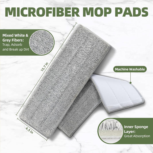 Mop and Bucket Set: 360° Flat Squeeze Mop with Long Handle & Wringer Bucket, 6 Washable Microfiber Pads for Kitchen, Bathroom, Wall Cleaning, Wet Dry Use, Lovely Gift for Women