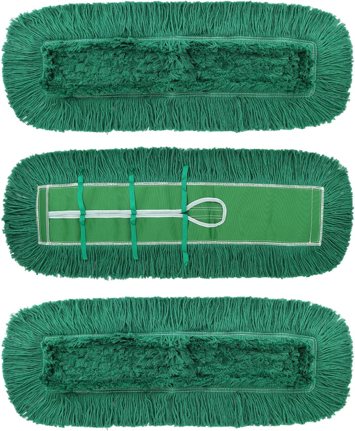 36 Inch Dust Mop Head: Replacement Medium Washable Commercial Mop Head Sweeper and Janitorial Replacement Green (Green - 36 Inch, 3 Pack)