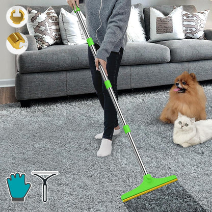 B-Land Carpet Rake for Pet Hair Removal, Reusable Pet Hair Remover with 60” Adjustable Long Handle, Carpet Scraper Dog Cat Hair Remover Tool for Rugs, Mats