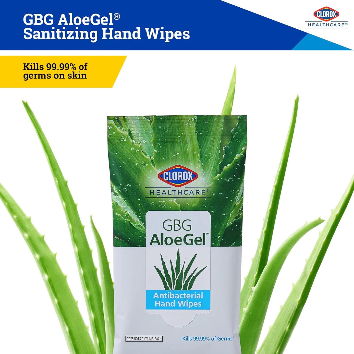 Clorox Healthcare GBG AloeGel Hand Sanitizer Wipes, Bleach-Free Sanitizing Wipes for Hands with 71% Ethyl Alcohol and Aloe - FDA Registered, Resealable Travel Pouch, 20 Count