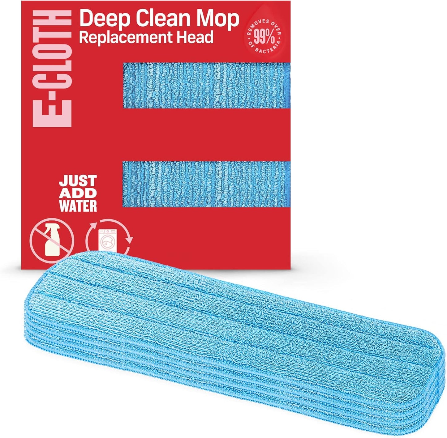 E-Cloth Deep Clean Mop Head, Microfiber Mop Head Replacement for Floor Cleaning, Great for Hardwood, Laminate, Tile and Stone Flooring, Washable and Reusable, 100 Wash Guarantee, 1 Pack