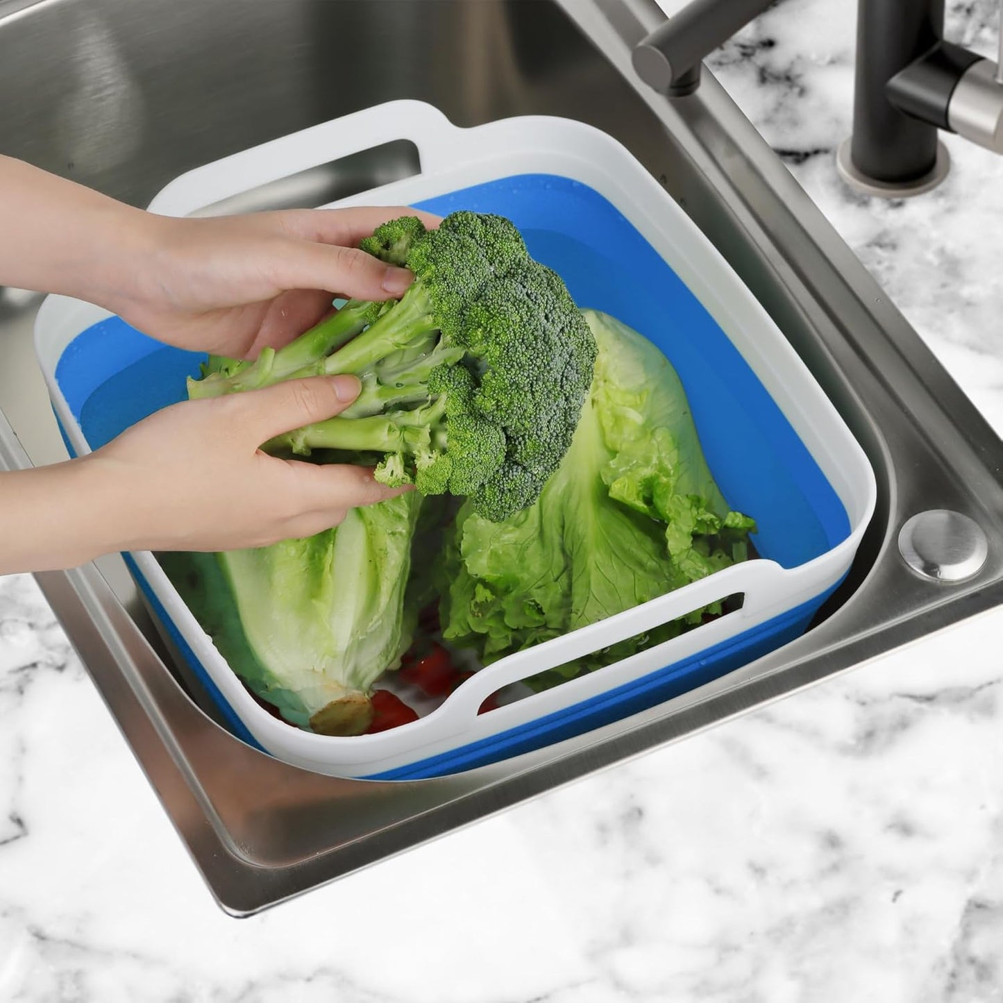 2 Pack Dishpan for Washing Dishes, 2.4Gal/9L Wash Basin with Draining Plug Carry Handles, Collapsible Bucket for Cleaning, Portable Sink, Foldable Plastic Tub