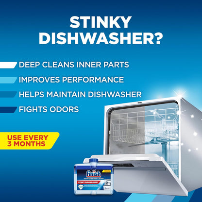 Finish Dishwasher Cleaner Tablets, Deep Cleans Hidden Grease & Grime, Fights Odors, No Extra Wash Cycle, Helps Maintain Dishwasher, 12 Month Supply, 12 Count