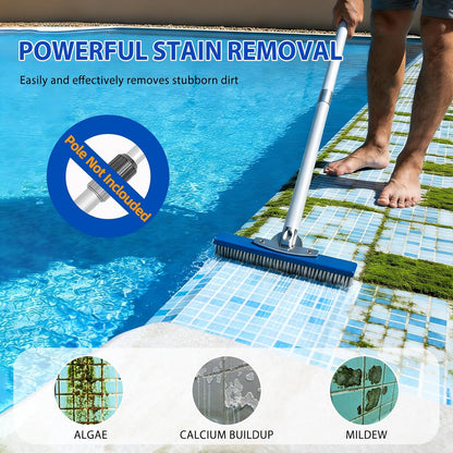 5-Inch Pool Brush Head - Combo Nylon & Stainless Steel Wire Bristles, Heavy Duty Metal Pool Brushes for Extra Scrubbing Power, for Cleaning Inground Pool Tiles, Concrete, Walls, Floor, Steps, Corners