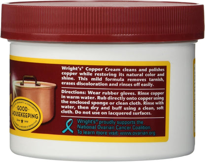 Wright's Copper and Brass Polish and Cleaner Cream- 8 Ounce - 2 Pack - Gently Clean and Remove Tarnish Without Scratching,8 Ounce (Pack of 2)