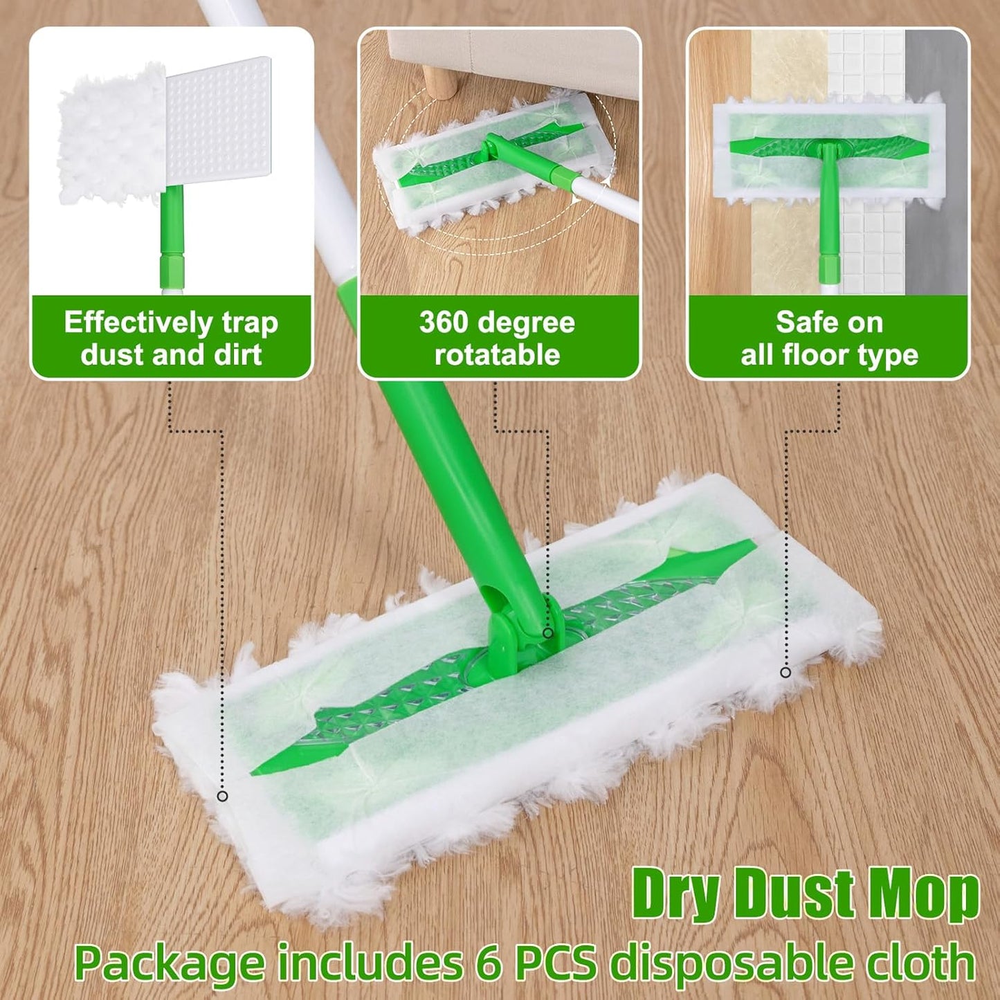 Baseboard Cleaner Tool with Handle, Extendable Long Handle Baseboard Floor Cleaning Tool Duster with Reusable Pads for Floorboard