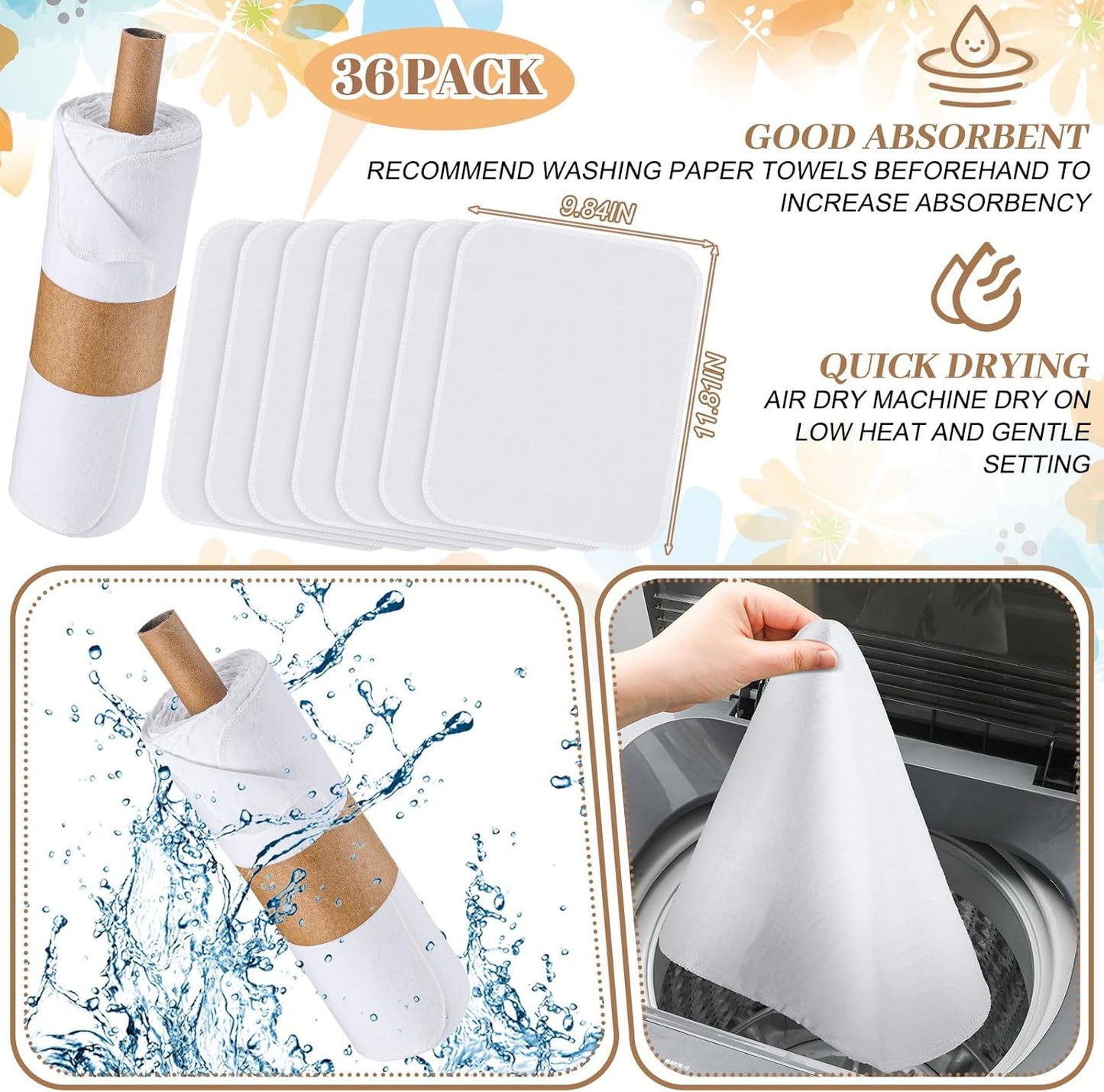 36 Pack Vintage Reusable Cleaning Cloths Washable Cotton Kitchen Towels for Home (Gray)