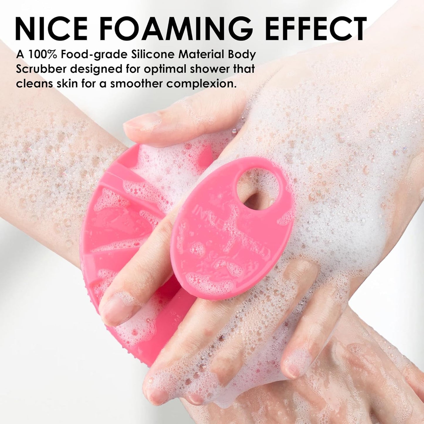INNERNEED Food-Grade Soft Silicone Body Scrubber Shower Brush Handheld Cleansing Skin Brush, Gentle Exfoliating and Lather Well (Black)